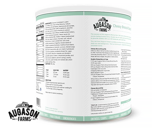 Augason Farms: Cheesy Broccoli Soup Mix Can